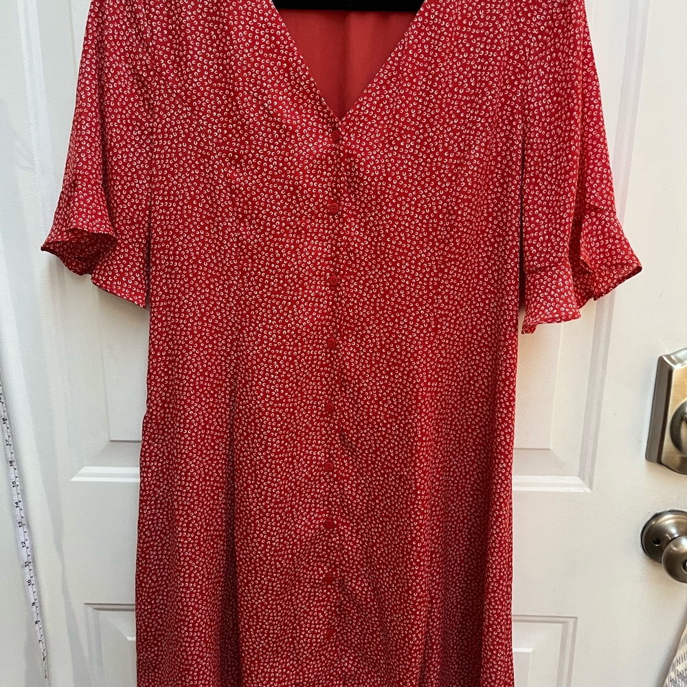 Lulu's Castana Rust Red Print Button-Up Medium - Picture 3 of 10